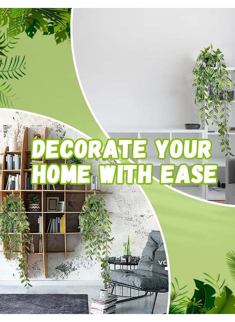YIM-VIBEHAUS 2 Pack Fake Hanging Plants Small Artificial Plants Faux Mandara Plants for Living Room Office Shelf Decor  - Image 5