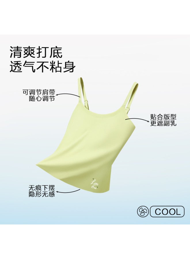 Red Bean Padded Camisole For Women, Seamless Silk-Like Undershirt, Wearable As Outerwear, Fashionable Back Design - Image 3