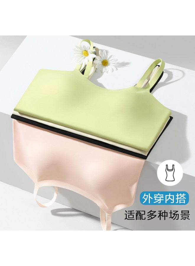 Red Bean Padded Camisole For Women, Seamless Silk-Like Undershirt, Wearable As Outerwear, Fashionable Back Design - Image 4