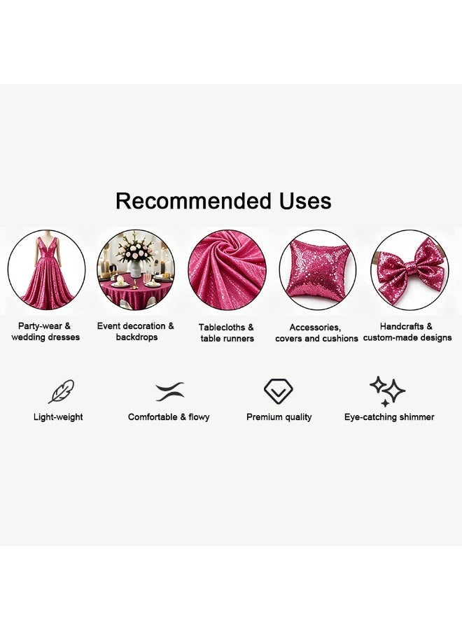 Sequin Tulle Mesh Fabric, Size 3 Meters × 1.30 Meters Width – Soft, Beautiful, Smooth & Elegant Material for Dress, Blouse, Shirt, Craft and Embroidery – Red - Image 3