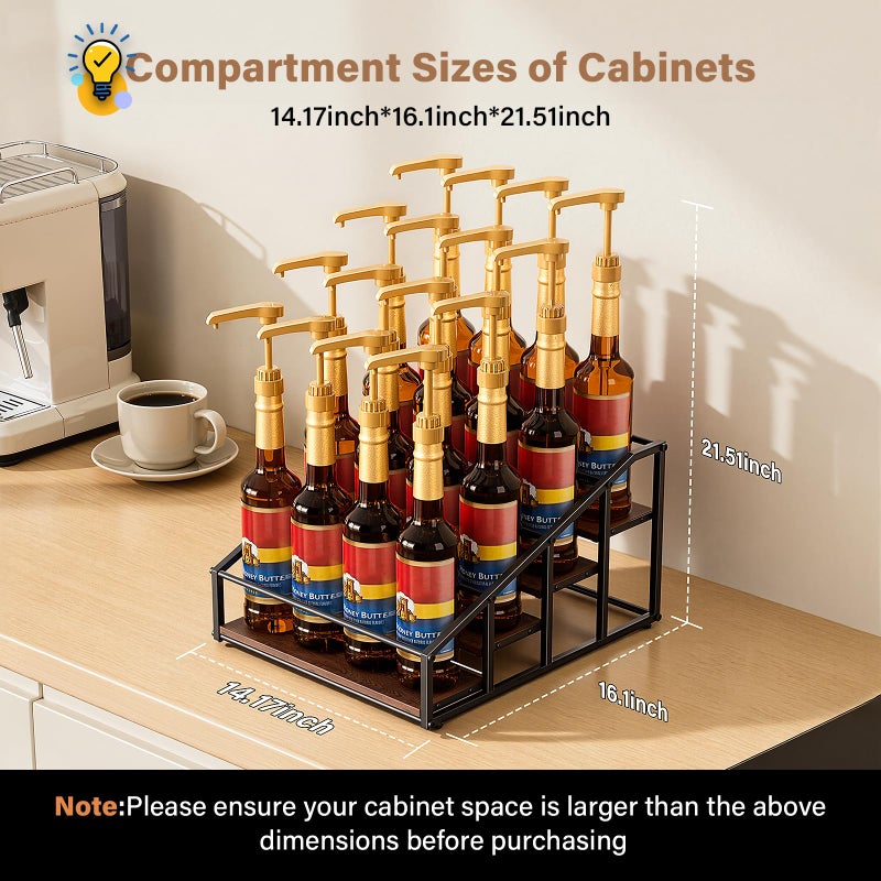 kimilus Coffee Syrup Organizer Rack, Liquor Bottle Display Shelf, 4 Tier 16 Syrup Bottles Holder Stand for Coffee Bar Kitchen Small Wine Rack for Family Storage for Syrup Wine Dressing - Image 3