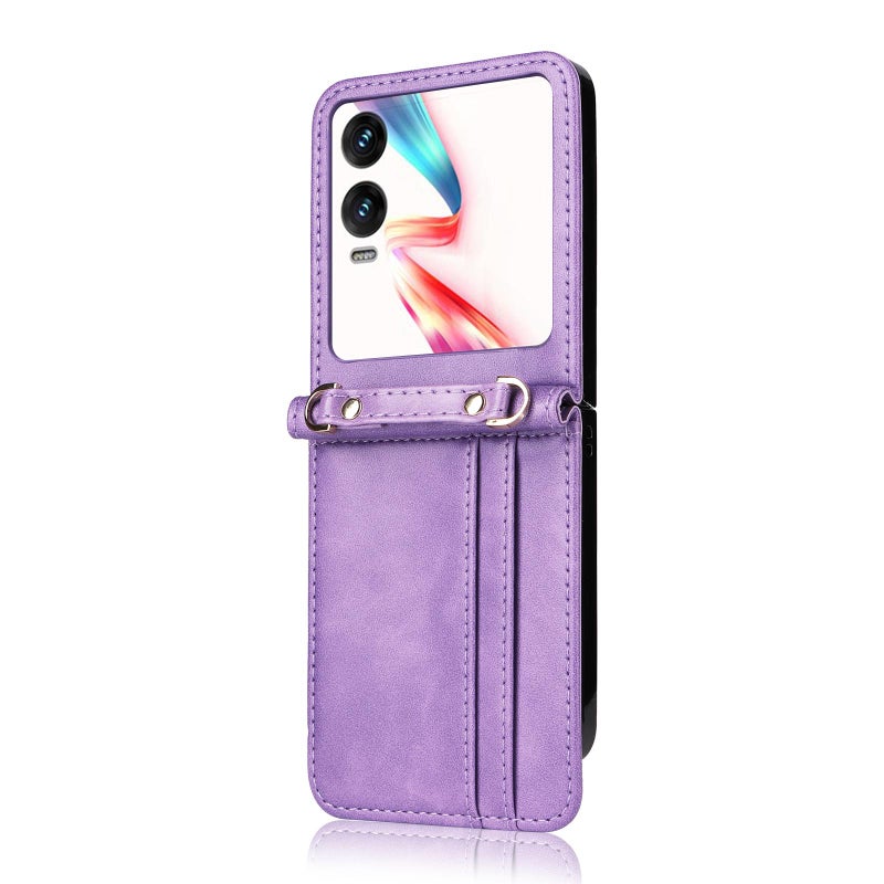 HuHa Case Cover For Infinix Zero Flip Crossbody Card Bag PU Folding Phone Case(Purple) - Image 2