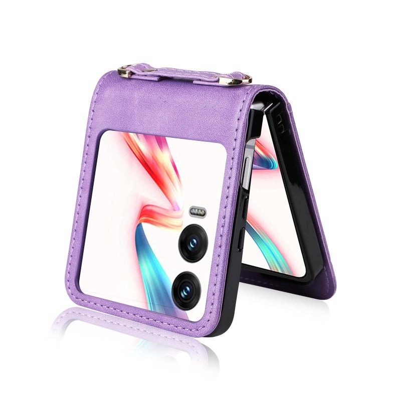 HuHa Case Cover For Infinix Zero Flip Crossbody Card Bag PU Folding Phone Case(Purple) - Image 4
