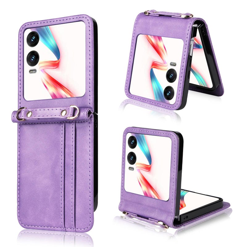 HuHa Case Cover For Infinix Zero Flip Crossbody Card Bag PU Folding Phone Case(Purple) - Image 1