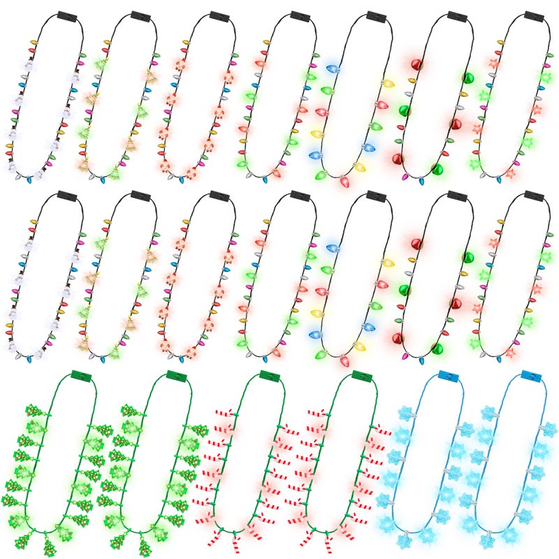 Traplace 20 PCS Light up Christmas Necklaces Xmas Party Accessories of 10 Kinds 3 Glow Modes Christmas Light Necklace party Favors Multicolor Xmas Light Necklace for FestiveTheme Ugly Sweater Supplies - Image 3