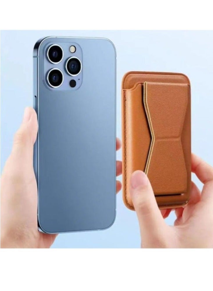 أكاليكس حامل بطاقات مغناطيسي عالمي مصنوع من الجلد مع دعامة وحامل