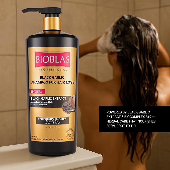 BIOBLAS Anti Hair Loss Black Garlic Shampoo 1000ML - Image 3