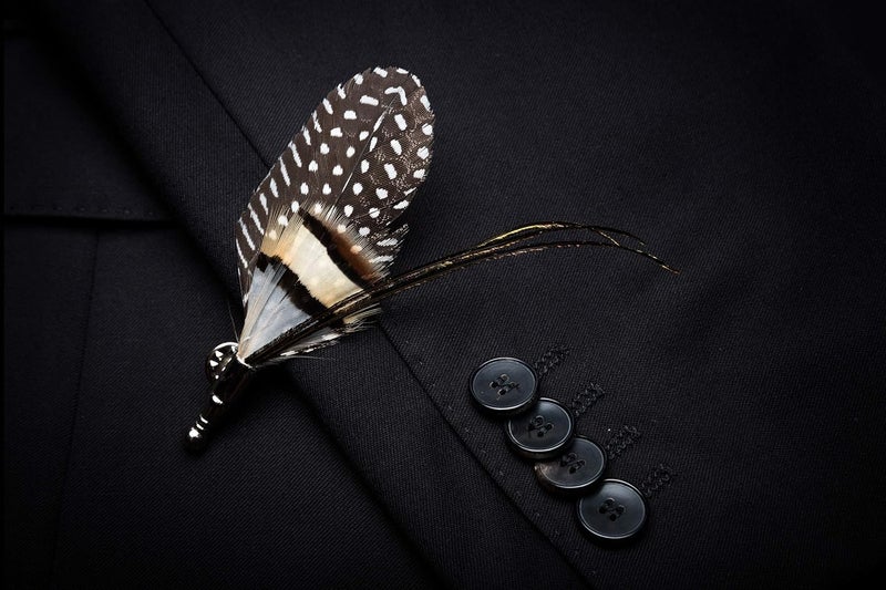RBOCOTT Handmade Feather Pre-tied Bow tie and Brooch Sets for Men - Image 5