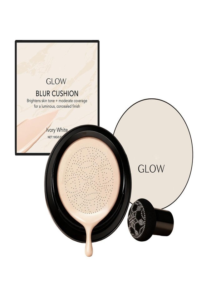 Aseawave Glow Foundation Cushion, Mushroom Head Air Cushion CC Cream, Glow Makeup - Moisturizing Concealer Brighten Long-Lasting, Natural BB Cream for All Skin Types (# Ivory White) - Image 1