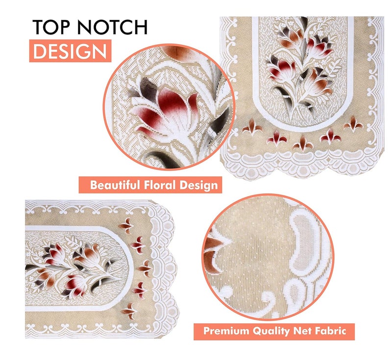 Yellow Weaves Cotton Floral Sofa Cover Set of 6 Pieces Off White 5 Seater - Image 3