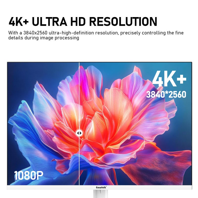 Gawfolk شاشة كمبيوتر Gawfolk 28 بوصة UHD 4K، شاشة IPS Ultra HD (3840×2560 بكسل)، 3:2، 1.07 مليار لون، 128% sRGB، مكبرات صوت مدمجة، زاوية عرض واسعة 178°، DisplayPort 1.4 و HDMI 2.0، أبيض - Image 2