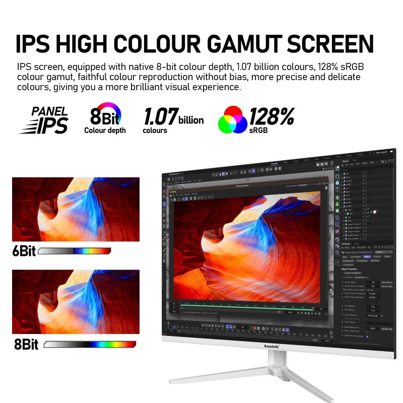 Gawfolk شاشة كمبيوتر Gawfolk 28 بوصة UHD 4K، شاشة IPS Ultra HD (3840×2560 بكسل)، 3:2، 1.07 مليار لون، 128% sRGB، مكبرات صوت مدمجة، زاوية عرض واسعة 178°، DisplayPort 1.4 و HDMI 2.0، أبيض - Image 3