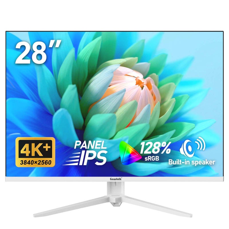 Gawfolk شاشة كمبيوتر Gawfolk 28 بوصة UHD 4K، شاشة IPS Ultra HD (3840×2560 بكسل)، 3:2، 1.07 مليار لون، 128% sRGB، مكبرات صوت مدمجة، زاوية عرض واسعة 178°، DisplayPort 1.4 و HDMI 2.0، أبيض - Image 1