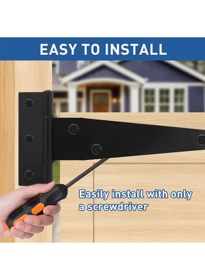 4 Packs Heavy Duty T Strap Barn Door Hinges Rustproof Wrought Iron Easy Install For Sheds Gates Fences - Image 4