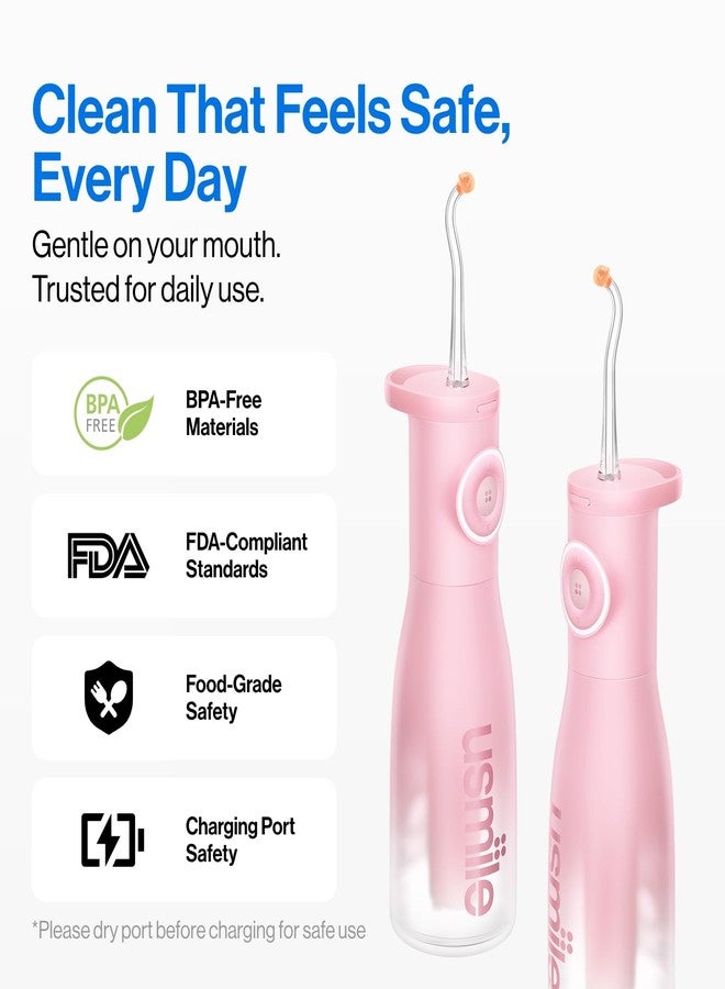 usmile C30 Cordless Water Flosser, 300ml Large Tank, 5 Pressure Levels Deep Clean, S-Shaped Nozzles for Braces & Sensitive Gums, USB-C Rechargeable, IPX7 Waterproof, Portable Travel & Home Use(Pink - Image 5