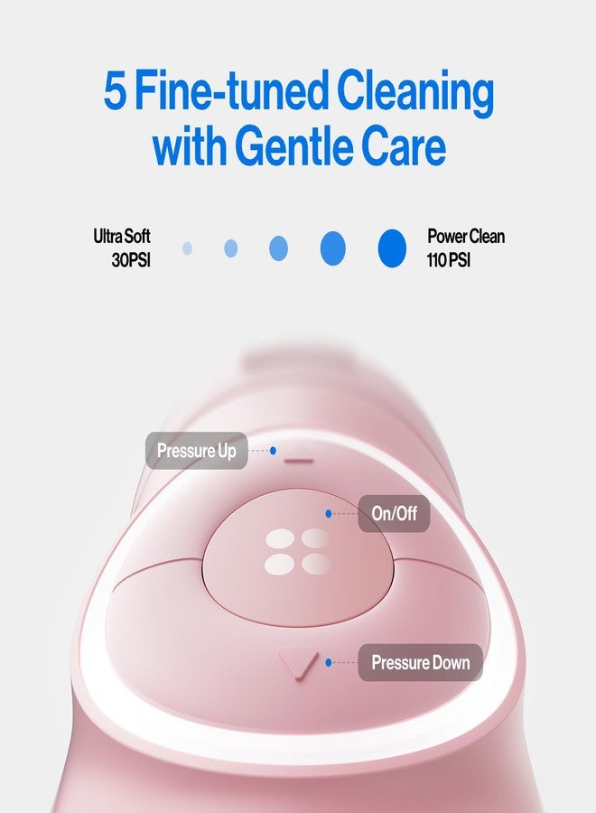 usmile C30 Cordless Water Flosser, 300ml Large Tank, 5 Pressure Levels Deep Clean, S-Shaped Nozzles for Braces & Sensitive Gums, USB-C Rechargeable, IPX7 Waterproof, Portable Travel & Home Use(Pink - Image 4