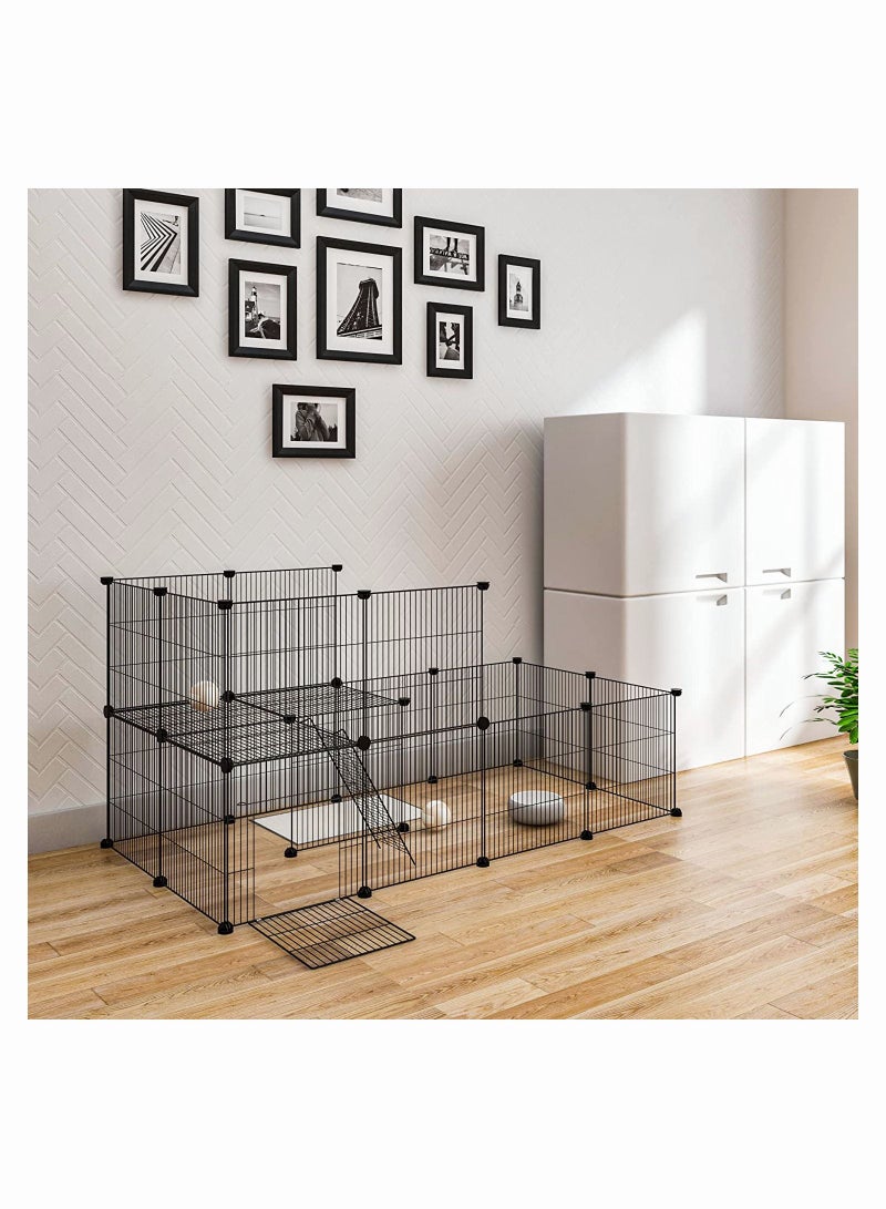 DIY Metal Mesh Encryption Heightened Pet Fence Suitable for Small Animals Rabbits Vulgar Cats Detachable Portable Pet Cages - Image 1