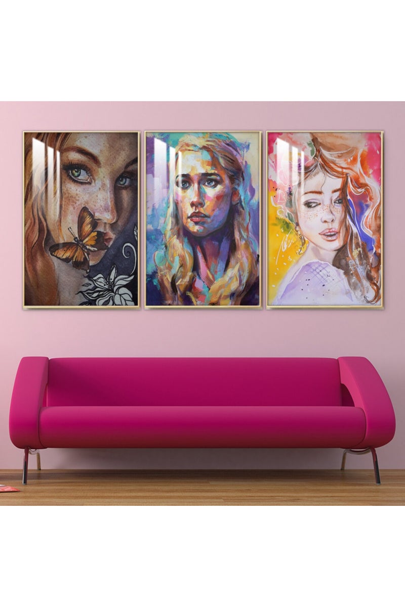 ماركتنا ثلاث لوحات جدارية خشبية بإطار وطبقة أكريليك شفافة - Image 1