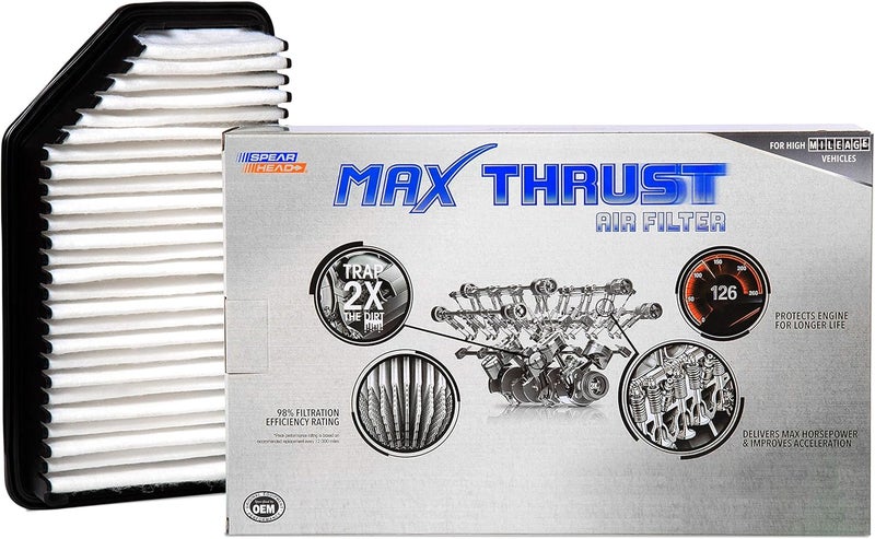 SPEARHEAD MPG Defense Max Thrust Engine Air Filter For All Mileage Vehicles, Fits Like OEM, Restores MPG & Acceleration (MT-206) - Image 1