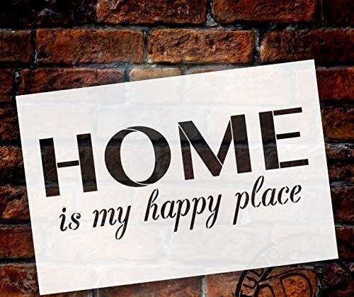 Ivana's Home is My Happy Place Stencil | Reusable Mylar Template | Use to Paint Wood Signs - Front Porch - Pallets - New Home - DIY Home Welcome Decor - Size (12" x 8") - Image 2