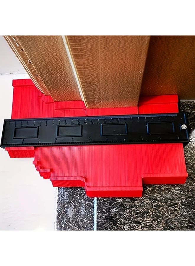 Red Dual Scale Contour Ruler Tool 6 and 10 Inch Woodworking Edge Guide for Precision Cutting Shaping - Image 1