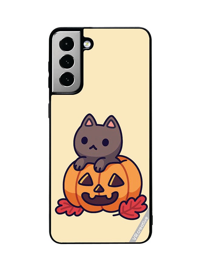 VR CREATIVE Protective Case Cover For Samsung Galaxy S21 FE 5G Cat In A Pumpkin Design Multicolour - Image 1