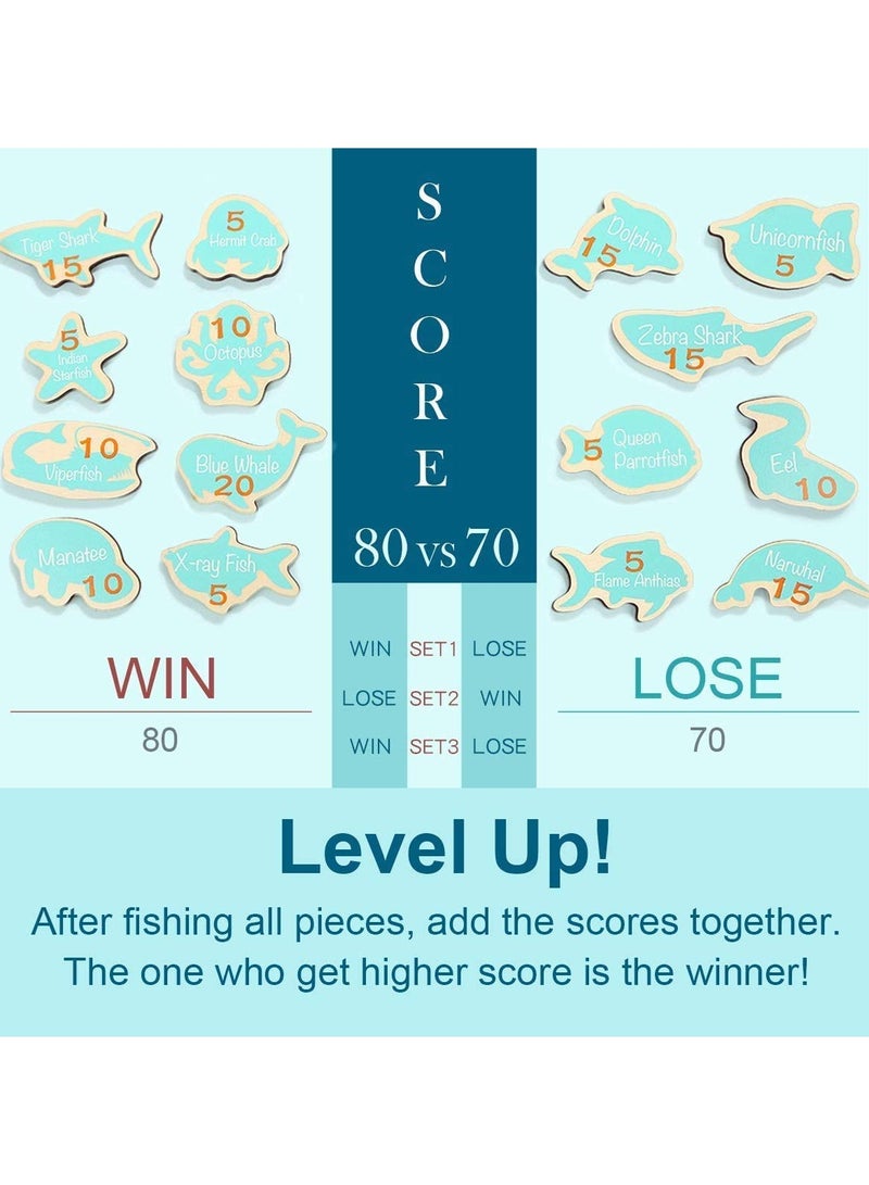 SYOSI Montessori Fishing Game, Toddler Magnetic Toys Wooden Fishing Toys Learning Fishing Toy Preschool Fishing Activity Child Fishing Toy Preschool Montessori Game Wooden Toys for 2-8 Years Old Girls Boys - Image 2