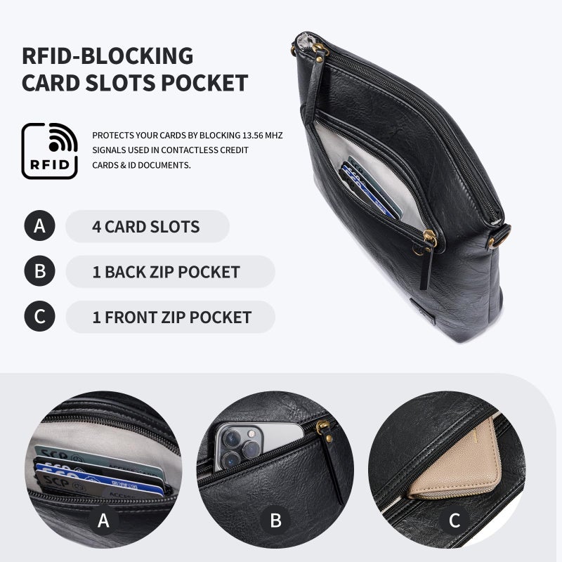 Pomelo Best Crossbody Bags for Women Trendy Vegan Leather Hobo Handbags Fashion Shoulder Purse Black - Image 3