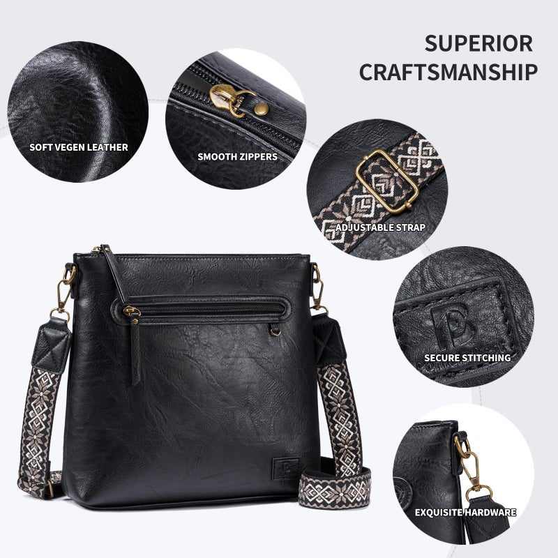 Pomelo Best Crossbody Bags for Women Trendy Vegan Leather Hobo Handbags Fashion Shoulder Purse Black - Image 5
