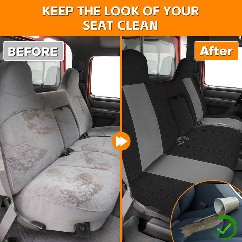 Kistrba Truck Seat Cover Compatible with 1993-1998 Ford Truck Regular XCab Crew Cab, Front Solid Bench Seat with Molded Headrests and Integrated Center Armrest Seat Cover - Image 4