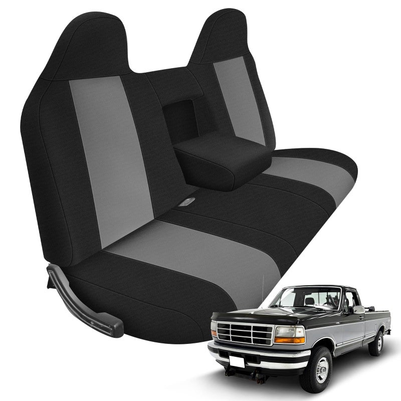Kistrba Truck Seat Cover Compatible with 1993-1998 Ford Truck Regular XCab Crew Cab, Front Solid Bench Seat with Molded Headrests and Integrated Center Armrest Seat Cover - Image 1