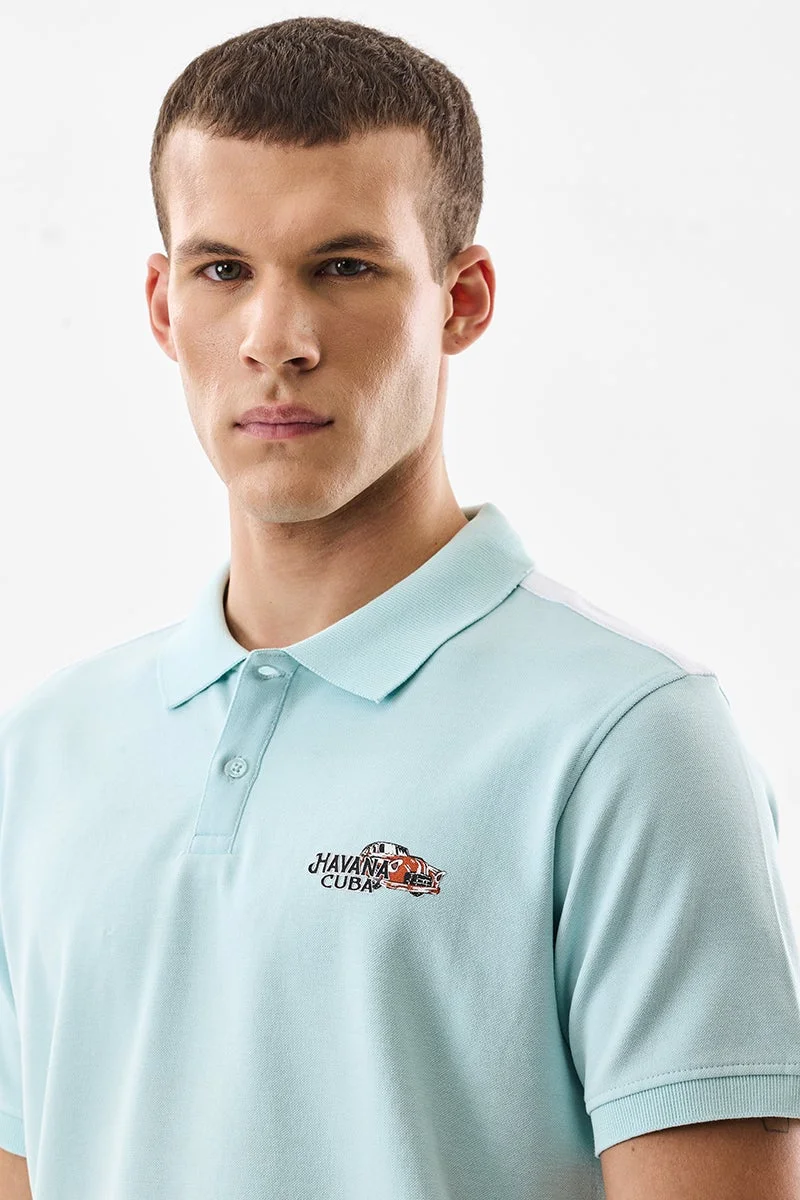 SNITCH Pastel Blue Graphic Half Sleeve Regular Fit T-Shirt