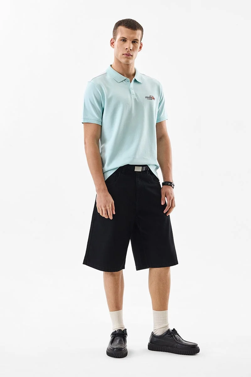 SNITCH Pastel Blue Graphic Half Sleeve Regular Fit T-Shirt