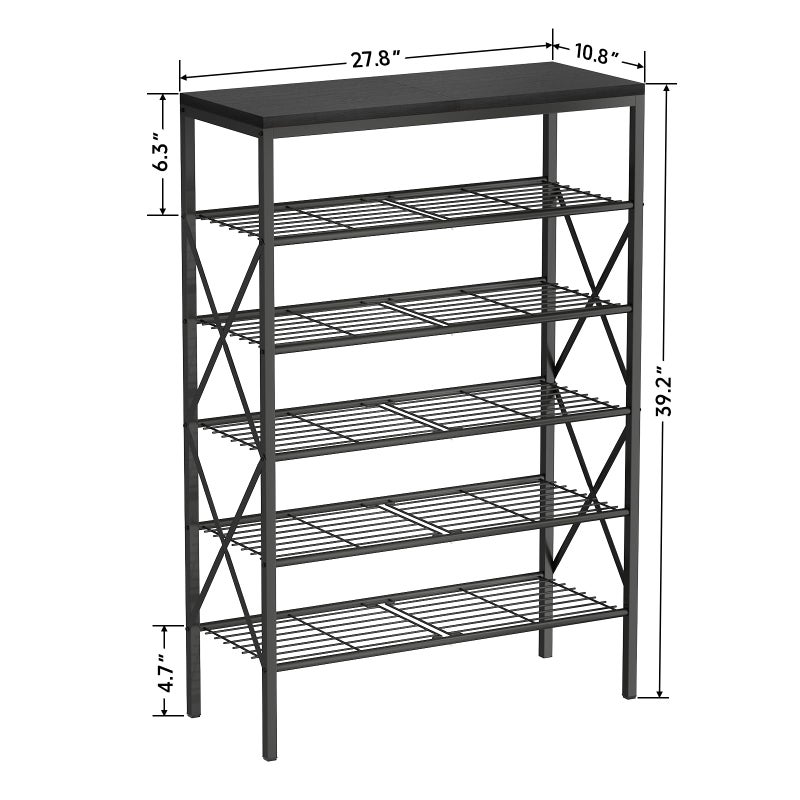 MILEFA 6 Tiers Shoe Rack, Large Capacity Shoe Rack Holds 32 Pairs of Shoes, Durable and Stable, Adjustable Metal Shelf Stackable Shoe Shelf for Entryway, Hallway, Living Room, Closet - Image 2