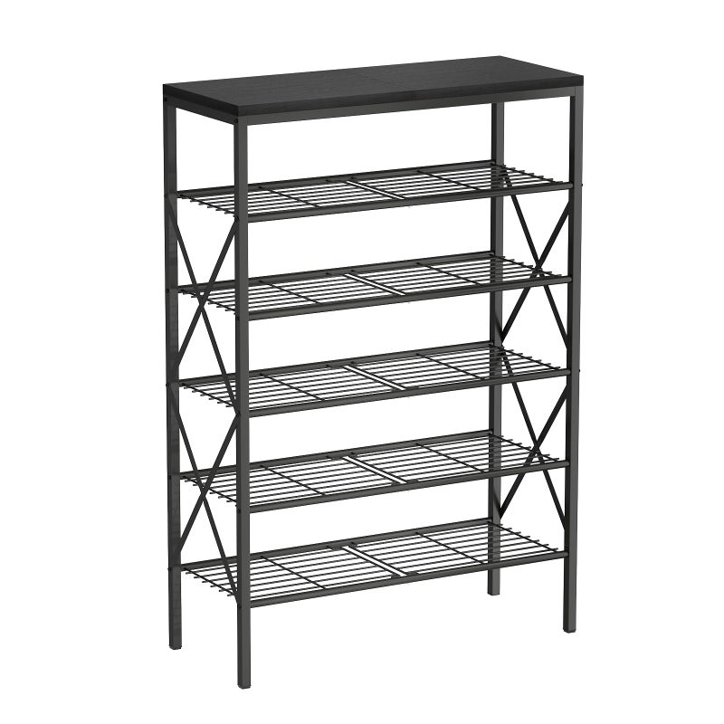 MILEFA 6 Tiers Shoe Rack, Large Capacity Shoe Rack Holds 32 Pairs of Shoes, Durable and Stable, Adjustable Metal Shelf Stackable Shoe Shelf for Entryway, Hallway, Living Room, Closet - Image 1