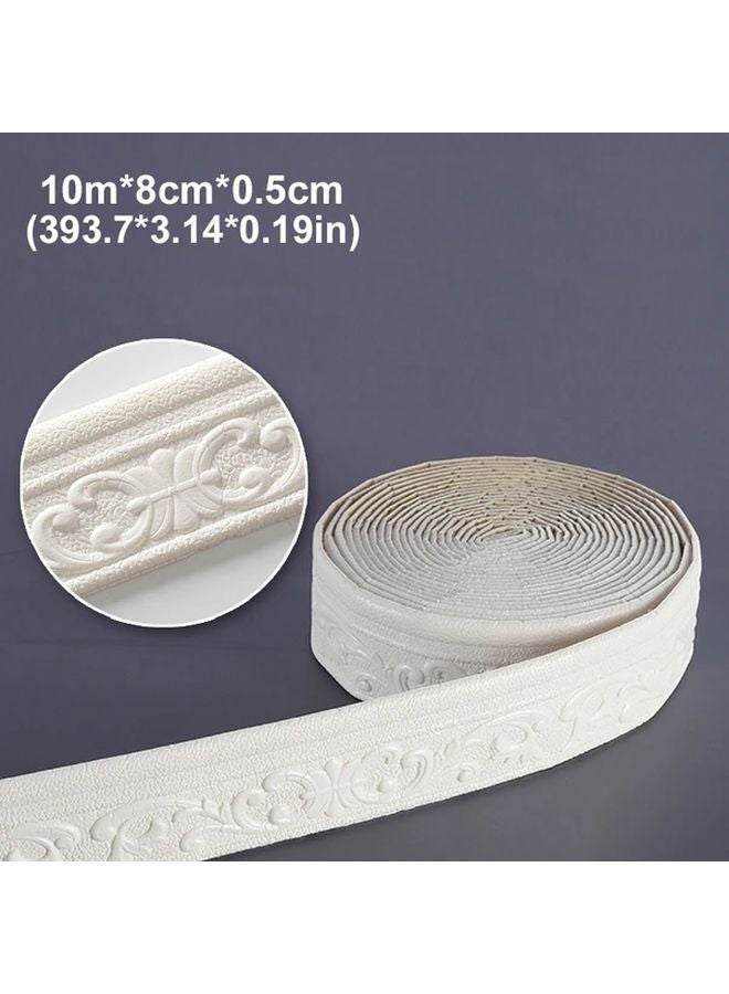 White Self Adhesive 3D Wall Trim Foam Tape Waterproof Peel Stick Baseboard Border - Image 3