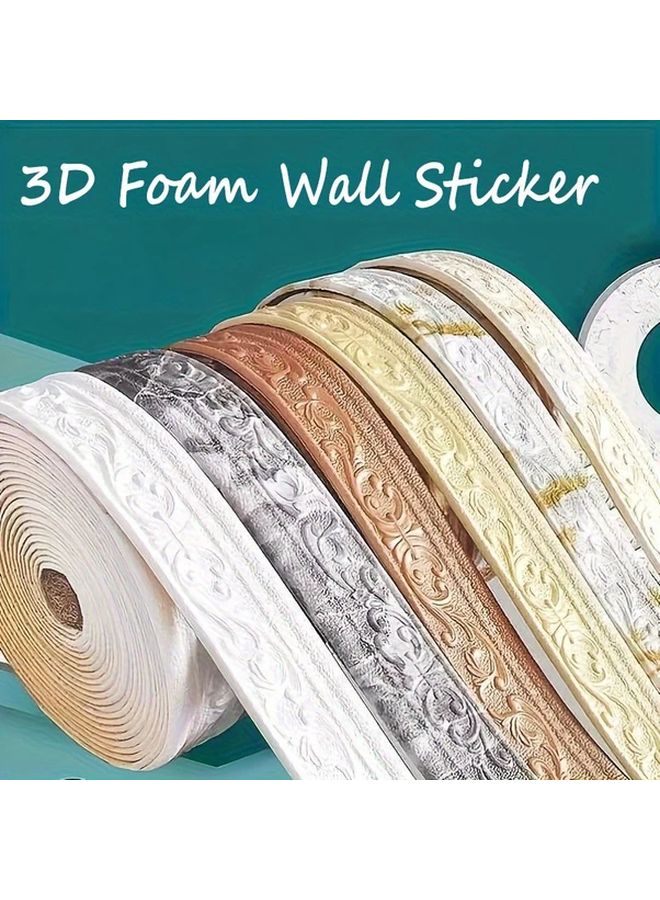 White Self Adhesive 3D Wall Trim Foam Tape Waterproof Peel Stick Baseboard Border - Image 4
