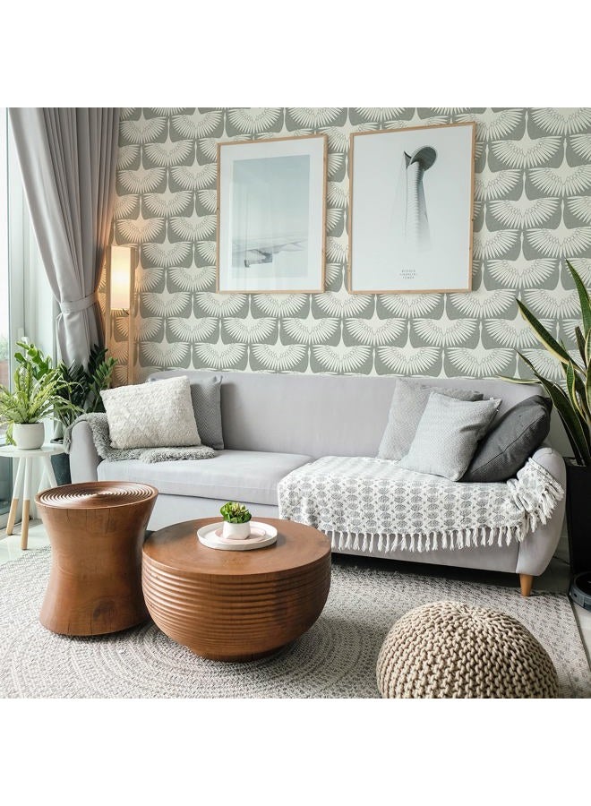 Tempaper x Genevieve Gorder Chalk Feather Flock Removable Peel and Stick Wallpaper, 20.5 in X 16.5 ft, Made in the USA - Image 3