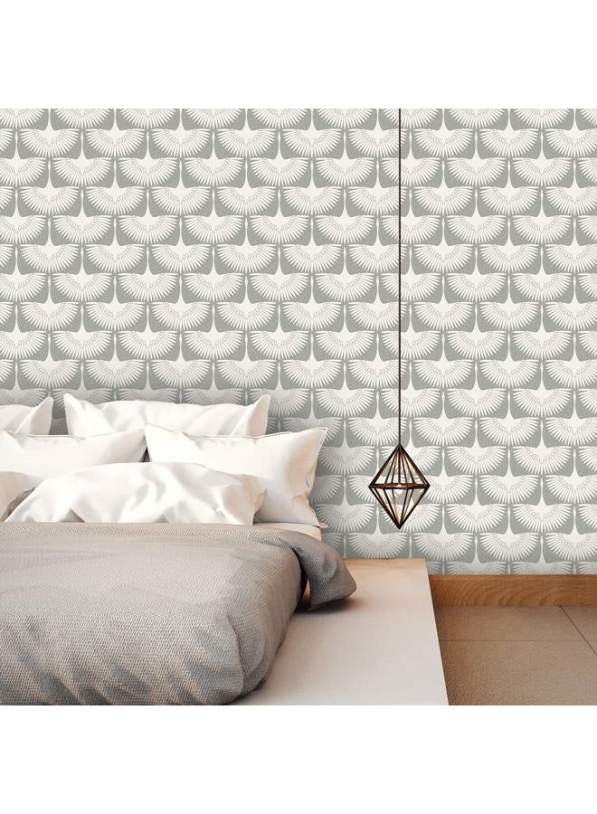 Tempaper x Genevieve Gorder Chalk Feather Flock Removable Peel and Stick Wallpaper, 20.5 in X 16.5 ft, Made in the USA - Image 2