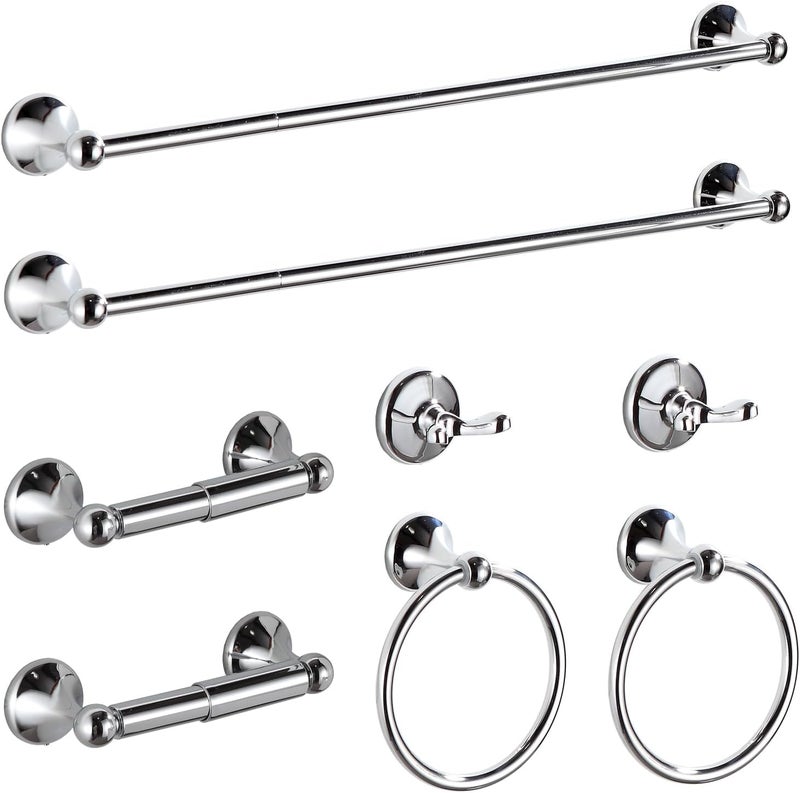 BGL Bathroom Hardware Set Chrome Adjustable Expandable Bath Towel Bars Bathroom Accessory Set Towel Racks 8-Pieces Wall Mount - Image 1