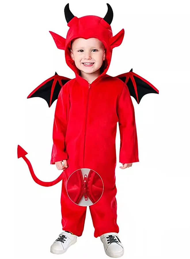Little Surprise Box, Black Red Devil, Kids Halloween Costume Fancy Dress Up-7-9Y