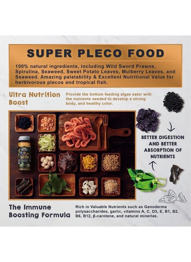 Ultra Fresh Algae Wafers Pleco Food, Spirulina & Algae, Sword Prawns, Balanced Diet, Color Enhancing, All Natural Ingredients, for Algae Eaters, Bottom Feeders, Vegetables Shrimp Pie, 2.12oz