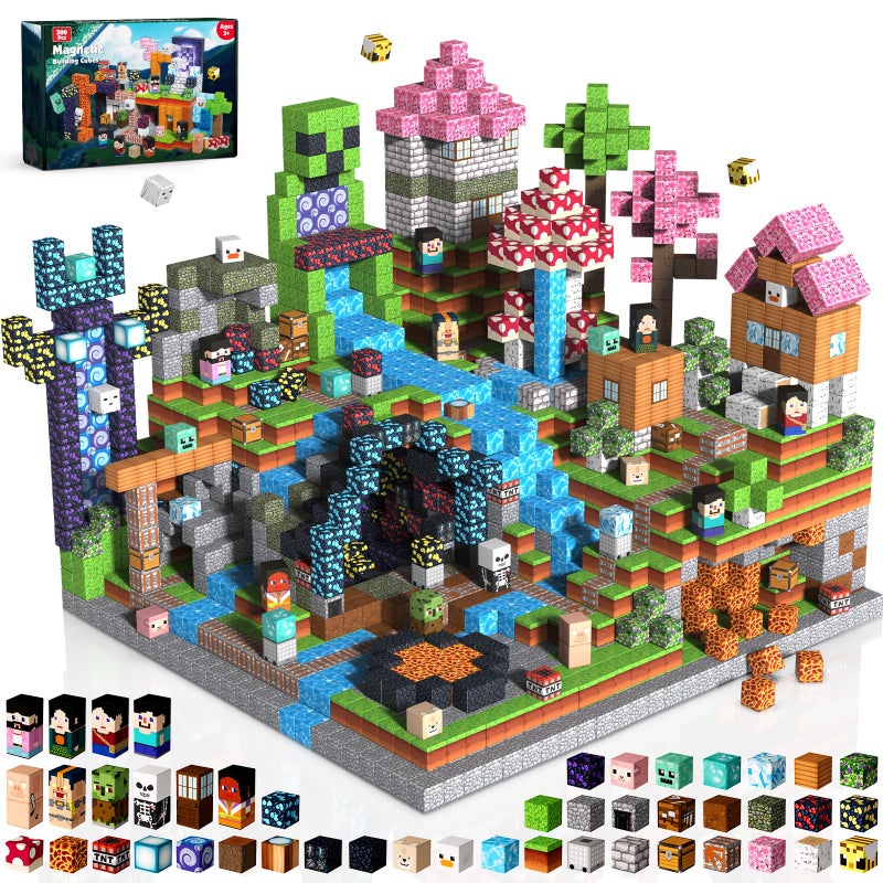 Magnetopia 300PCS Magnetic Blocks - Magnetic Building Blocks Cubes Adventurer, Magnet Toys for Kids Age 3+, Toy Building Set for Kids, Magnets Stacking Construction Birthday Gifts for Boys Girls Age 4-8, 8-12 - Image 1