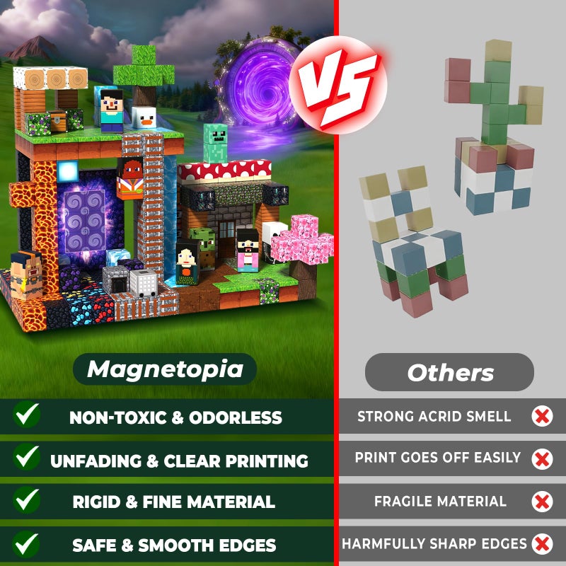 Magnetopia 300PCS Magnetic Blocks - Magnetic Building Blocks Cubes Adventurer, Magnet Toys for Kids Age 3+, Toy Building Set for Kids, Magnets Stacking Construction Birthday Gifts for Boys Girls Age 4-8, 8-12 - Image 4