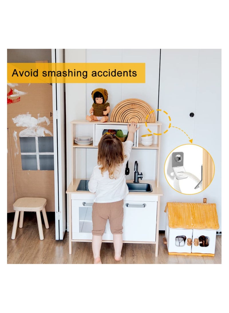 KASTWAVE 10 Pcs Anti-Tip Furniture Straps Kit, Baby Proofing Furniture Anchors, Furniture Wall Straps Secure Heavy Falling Prevention Straps, Toddler Safety Straps for Bookshelf, Cabinet - Image 2
