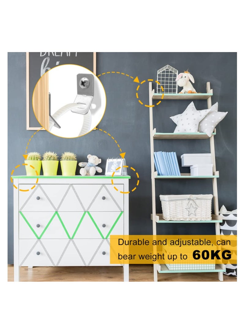 KASTWAVE 10 Pcs Anti-Tip Furniture Straps Kit, Baby Proofing Furniture Anchors, Furniture Wall Straps Secure Heavy Falling Prevention Straps, Toddler Safety Straps for Bookshelf, Cabinet - Image 5
