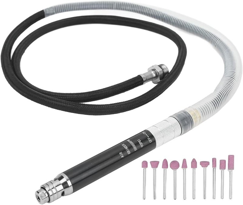 طقم مبراة قلم رصاص هوائية من سبيكة الزنك 65000 دورة في الدقيقة مع 10 رؤوس طحن - Image 5