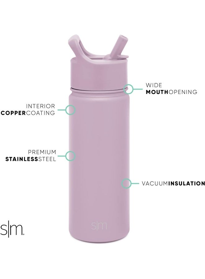 Simple Modern Kids Water Bottle With Straw Lid Vacuum Insulated Stainless Steel Metal Thermos Bottles Reusable Leak Proof Bpa Free Flask For School Summit Collection 18Oz, Lavender Mist  - Image 1