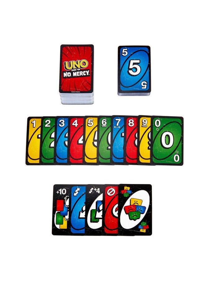 Mattel Games - Uno Show ‘Em No Mercy Card Game For Kids Adults & Family Parties And Travel With Extra Cards Special Rules And Tougher Penalties - Image 1