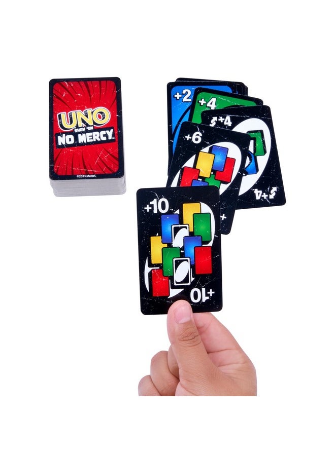 Mattel Games - Uno Show ‘Em No Mercy Card Game For Kids Adults & Family Parties And Travel With Extra Cards Special Rules And Tougher Penalties - Image 1
